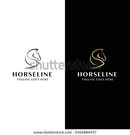 Line art premium horse logo icon vector template