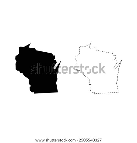 Wisconsin silhouettes maps vector transparent background