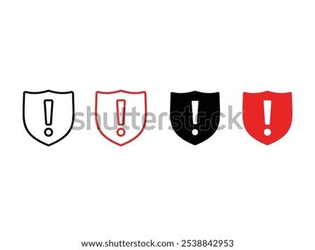 shield exclamation symbol vector on transparent background