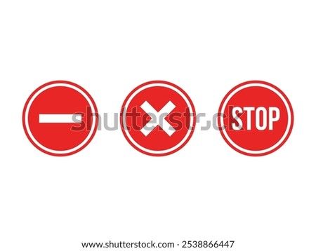 set of stop signs, warning, attention design vector on transparent background