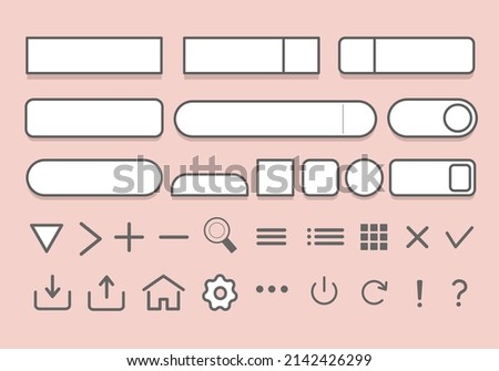 A set of customizable interface buttons and some icons.