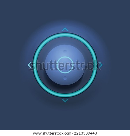 Joystick ui button design on blue background