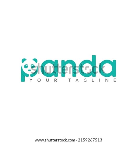 Minaimal Creative Panda Logo Icon Vector Illustration Silhouette