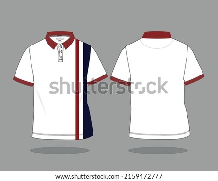 Polo Shirt fashion flat sketch template. Men’s Polo Shirt Technical Fashion Illustration. Men's Polo Shirt Front and Back Vector File