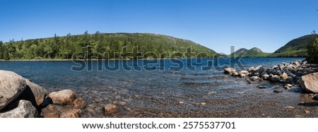 Similar – Image, Stock Photo Clear pond near rocks at sunset