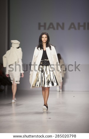 Model walk on the runway for the Korean Designer Han Ahn Soon during Mercedes Benz Fashion Week Fall Winter 2015 at the Lincoln Center on February 19th 2015