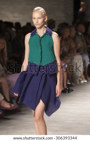 Model walks the runway for Korean Designer Son Jung Wan during Mercedes Benz Fashion Week Spring Summer 2015 at the Linclon Center in New York City on September 6 , 2014