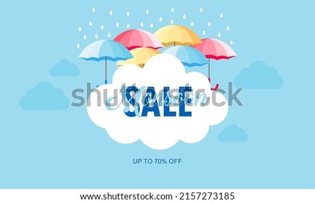 Monsoon Season Sale with Umbrella Background Template