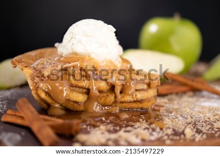 Similar – Image, Stock Photo Apple pie with caramel.  Thanksgiving dessert top view