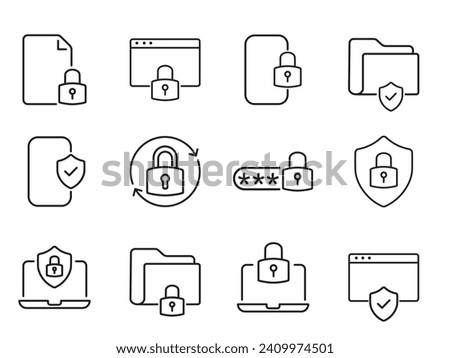 icon set Safety, security, protection thin line icons. For marketing design of websites, logos, apps, templates, UI, etc. Vector illustration. eps 10