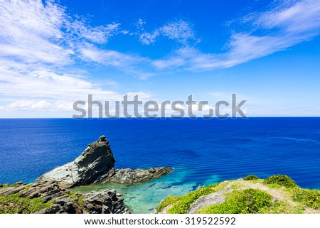 Sea, reef, rock, landscape. Okinawa, Japan, Asia.