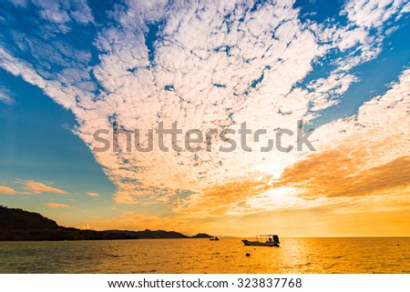 Sunset, sea, landscape. Okinawa, Japan, Asia.