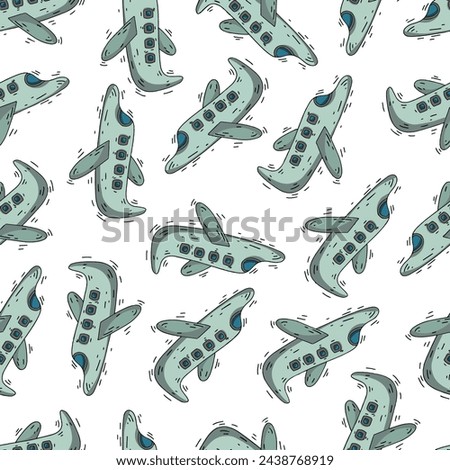 airplane seamless pattern. For nursery, backgrounds, wallpaper, wrapping paper, children clothes, textile, fabric