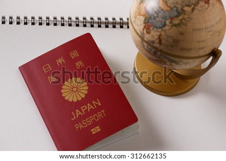 Passport, Japan, terrestrial globe