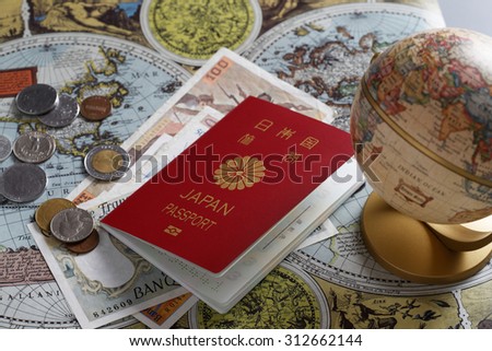 Passport, Japan, terrestrial globe