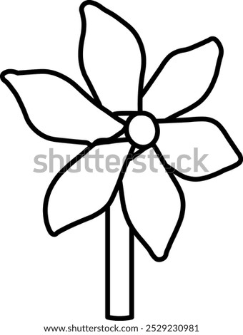 Simple Black and White Pinwheel Outline Drawing