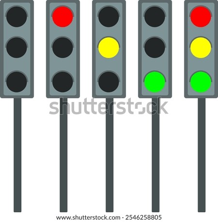 Traffic Light Set, Off, Red, Yellow, Green, and All On States