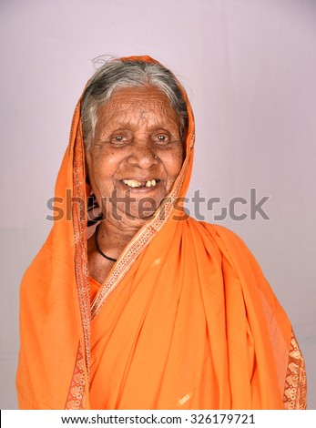 Portrait of a senior Indian woman wearing traditional dress
