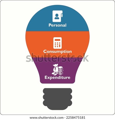 PCE - Personal Consumption Expenditure Acronym. Infographic template with icons and description placeholder