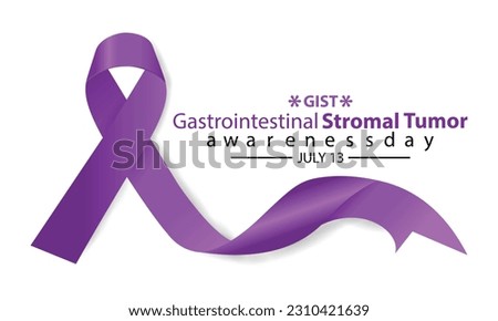 Gastrointestinal Stromal Tumor GIST awareness day in July 13. Lavender or violet color ribbon. Vector illustration.