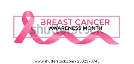 Breast cancer awareness pink ribbon.  Banner template design. During  October, which is Breast Cancer Awareness Month, this ribbon is widely used in campaigns to promote awareness.