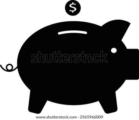 Piggy bank icon. Piggy bank saving money flat icon . Baby pig piggy bank. Pig silhouette. Financial independence. Money box symbol filled style vector isolated on transparent background