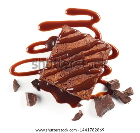 Similar – Image, Stock Photo Chocolate sauce on brownie cake