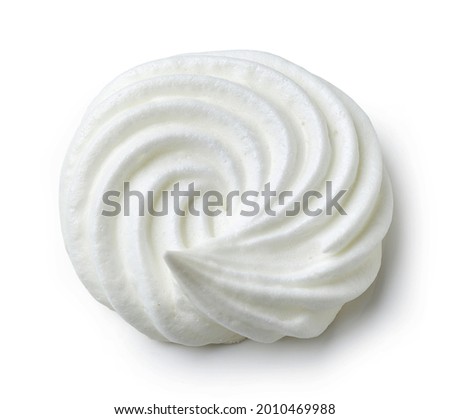 freshly baked meringue cookie swirl isolated on white background, top view Foto d'archivio © 