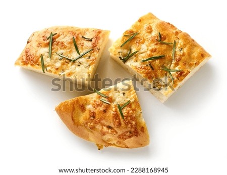 Similar – Foto Bild Hausgemachtes Rosmarin-Focaccia-Brot, Ansicht von oben, Nahaufnahme.