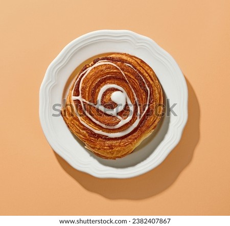 Similar – Image, Stock Photo Plate with cinnamon bun near jam