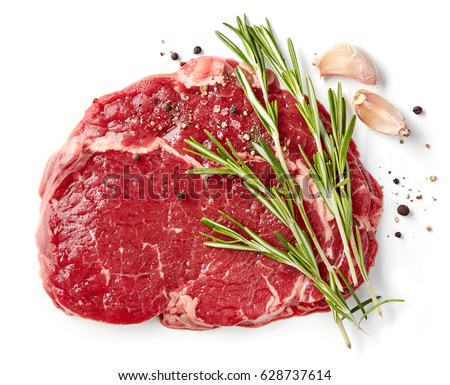 Foto Bild Kalbfleisch-Rib-Eye mit Gemüse und Soßensoße.