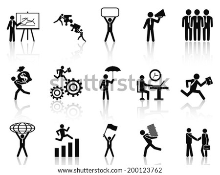 black working businessman icons set