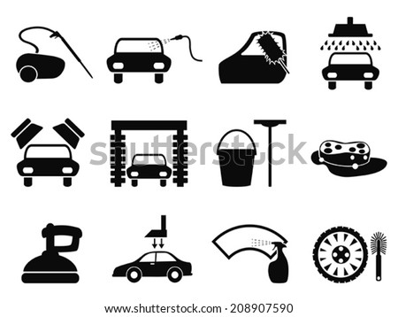 car washing icons set