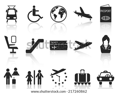 Airport and travel icons set