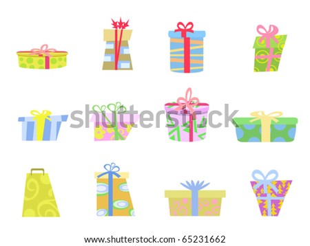 Cartoon Gifts Box Stock Vector Illustration 65231662 : Shutterstock