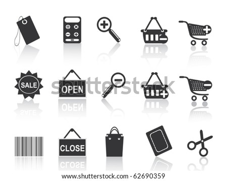 shopping e-commerce black icon set