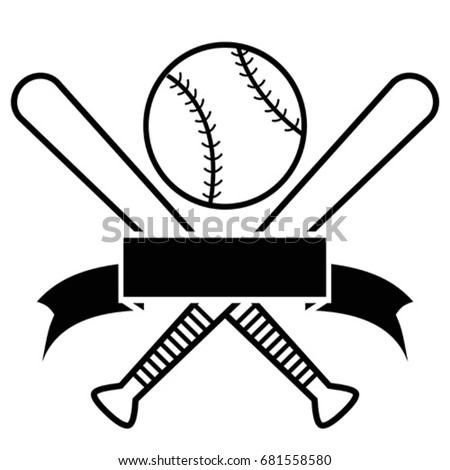 Crossed Baseball Bats And Ball with banner