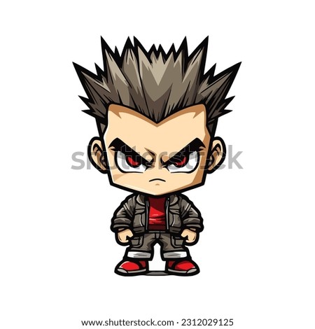 Young man anime style character vector illustration design. Manga Anime Boy Fighter Hair Faces Cartoon face young man anime style character vector illustration design. Anime Hero boy male manga