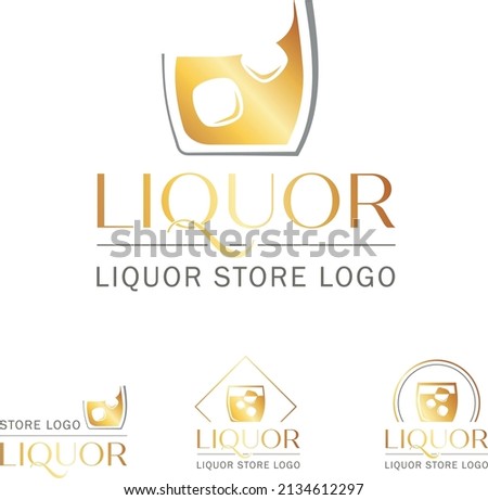 Liquor Store Logo gold elegant vector illustration 