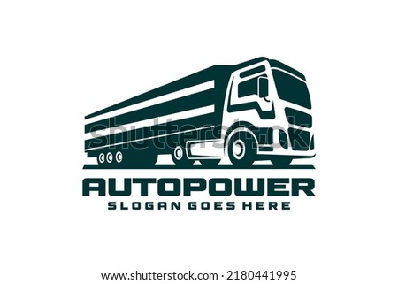 truck logo vector. Logistics or delivery service label. Vector logo design template.