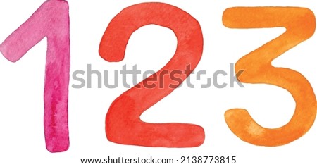 one two three 123 numbers watercolor illustration