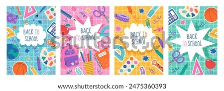 Similar – Image, Stock Photo Creative education background. Back to school concept. Rocket astronaut cut from paper toilet roll tube and school tools set on black background. top view, banner, reuse recycle decorative idea