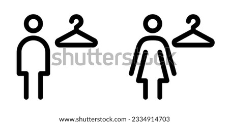 Men's and women's changing rooms line icon set