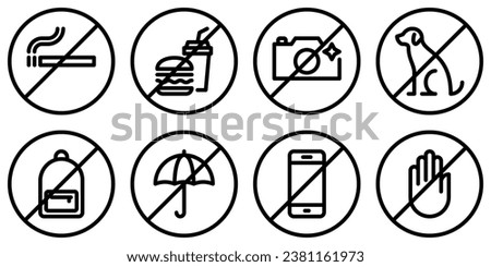 Set of prohibition line signs. Vector graphics