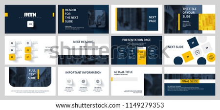 Blue and Yellow elements on a white background. This template is the best as a business presentation, used in marketing and advertising, the annual report, flyer and banner 商業照片 © 