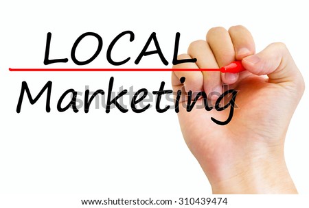 Hand writing Local Marketing with red marker. Isolated on white background. Business, technology, internet concept. Stock Image