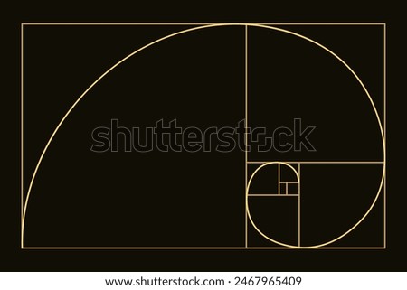 Golden ratio. Fibonacci number, section, divine proportion, spiral. Modern illustration.