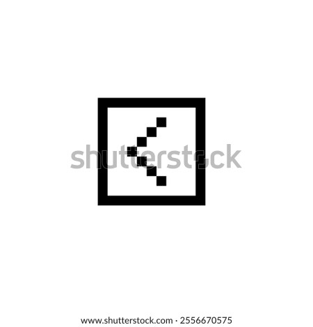 box vector icon and left direction sign in pixel style