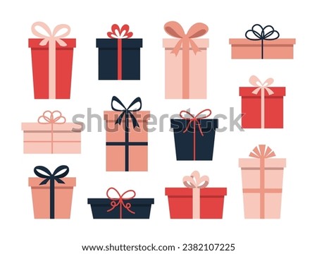 Set of vector gift boxes isolated on white background