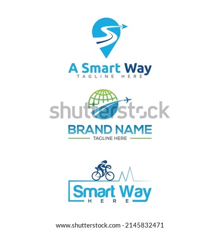 Smart way, travel agency, logo design template